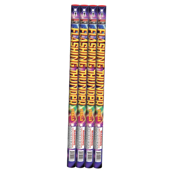 Flashing Thunder 8-Shot Standard Roman Candle (4-Pack) | Case Pack™ 18/1