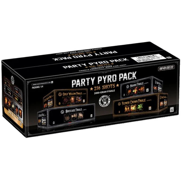 Party Pyro Pack 256-Shot XL Aerial Assortment Set | Case 1/4