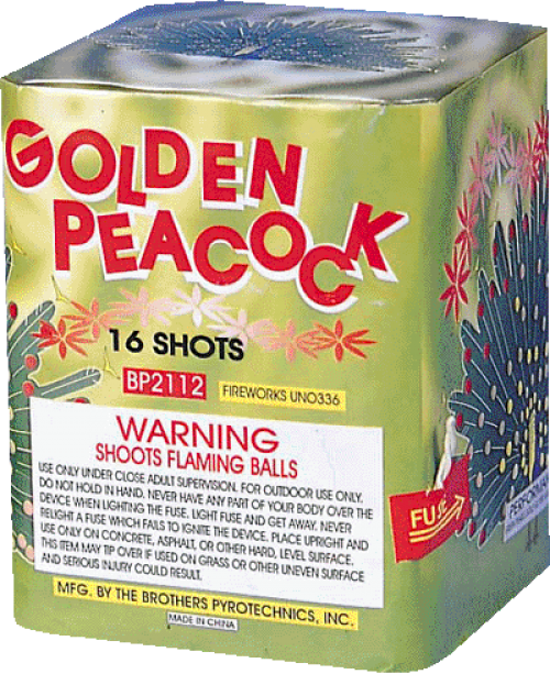 Golden Peacock 16-Shot Standard Aerial Cake | Case 24/1