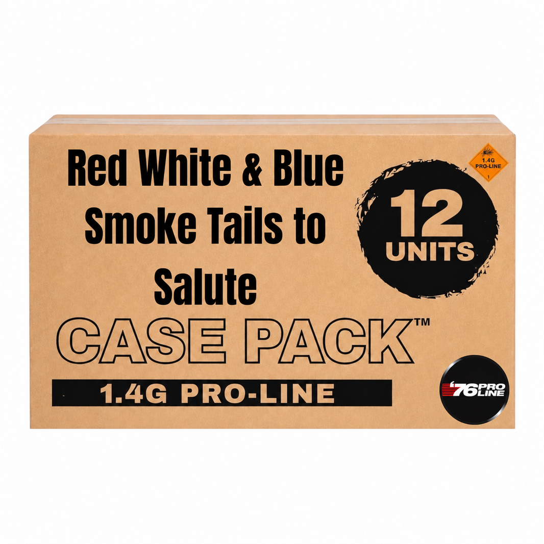 16S Humo rojo, blanco y azul cola a saludos (25 Seg) Torta Pro-Line de 16 disparos