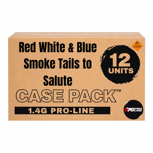 16S Humo rojo, blanco y azul cola a saludos (25 Seg) Torta Pro-Line de 16 disparos