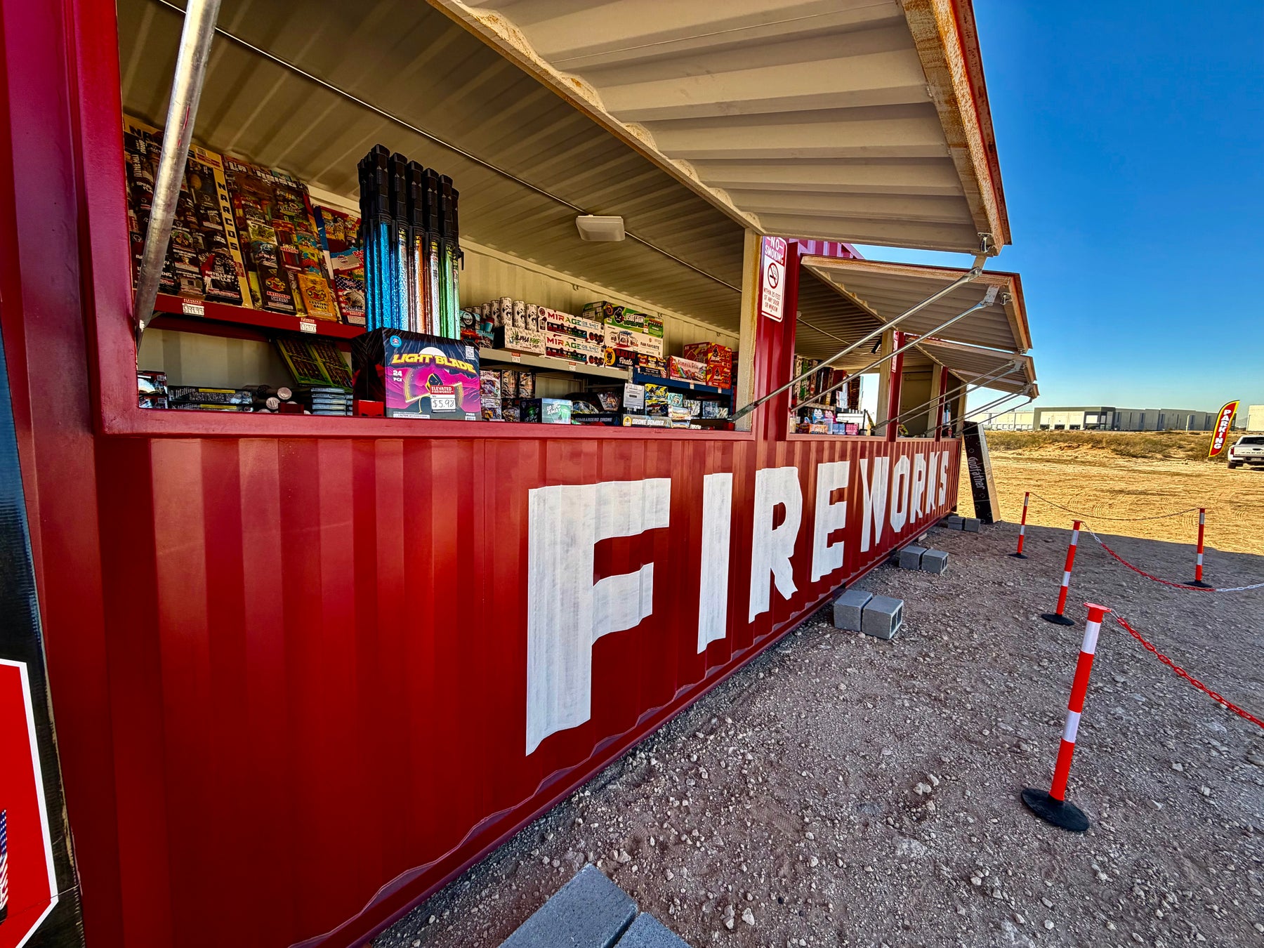 Elevated Fireworks seasonal stand exterior