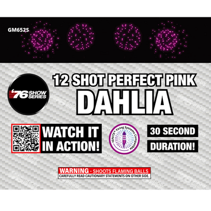 O/Pu/Pi/Aq Dahlia Asst (30 sec) 12-Shot Standard Aerial Cake | 1/4 Case