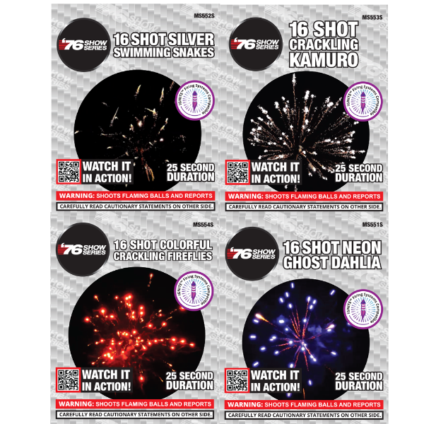 Special Effects Assortment (25 Sec) 16-Shot Standard Aerial Cake | 2/4 Case