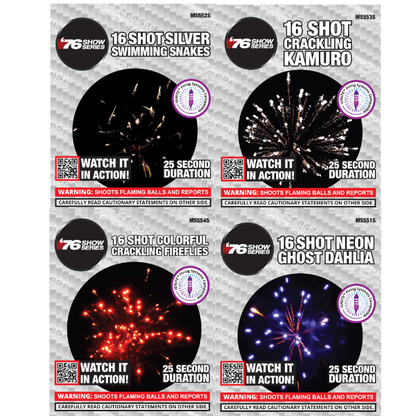 Special Effects Assortment (25 Sec) 16-Shot Standard Aerial Cake | 2/4 Case