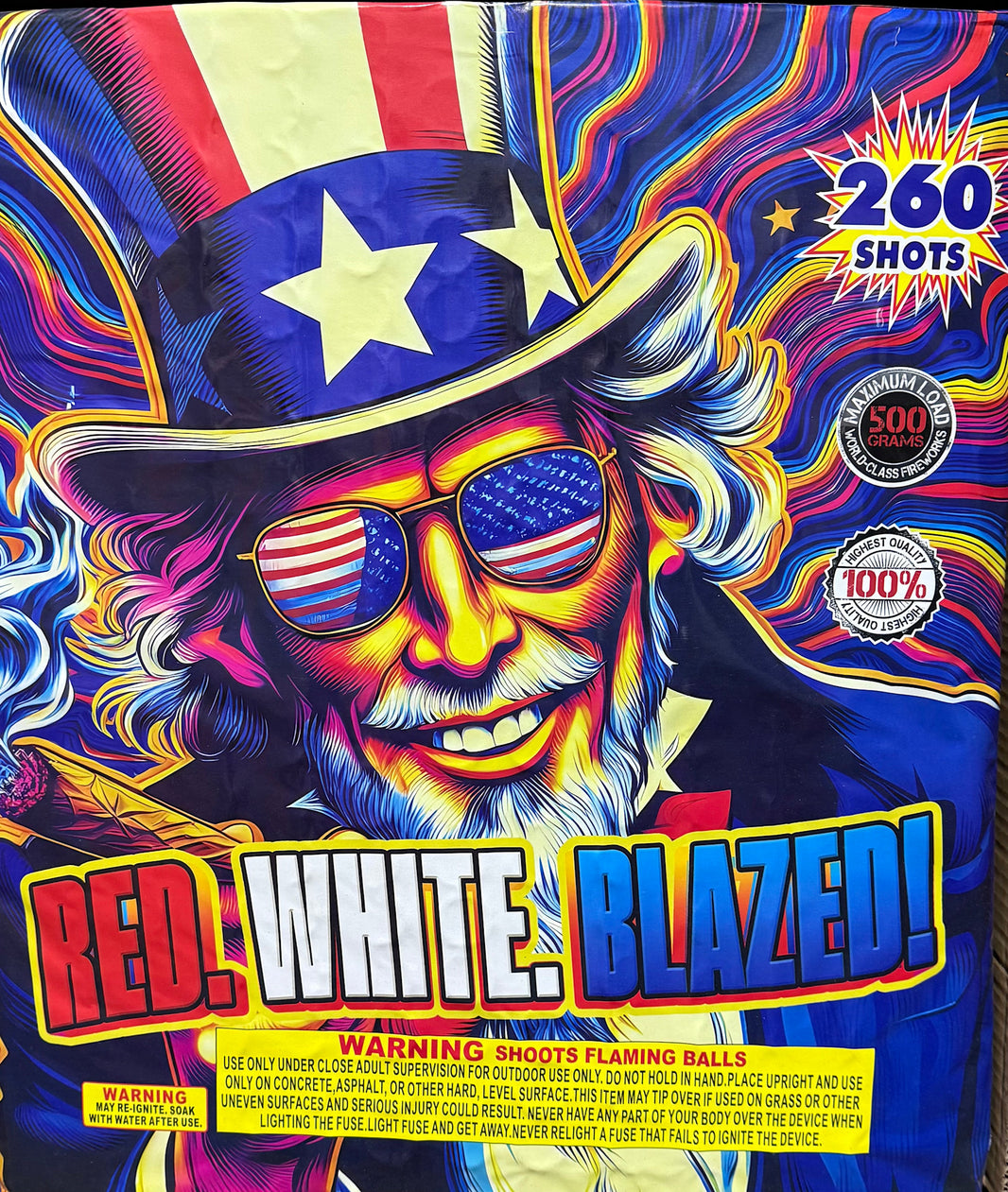 Red White Blazed 260-Shot  XL Aerial Cake