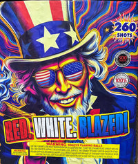 Red White Blazed 260-Shot  XL Aerial Cake