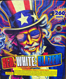 Red White Blazed 260-Shot  XL Aerial Cake