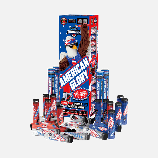 American Glory® 7-Inch 24 Shot Red, White & Blue Canister Shells