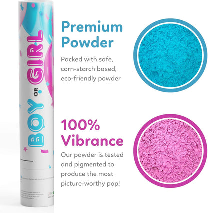 Gender Reveal Powder Smoke Bombs Cannon Poppers (3 Pink & 3 Blue Poppers)