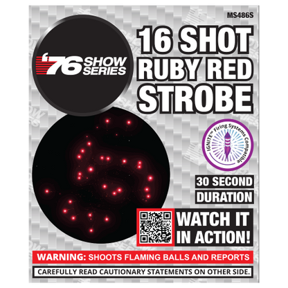 Ruby Red Strobe (30sec) 16-Shot Standard Aerial Cake