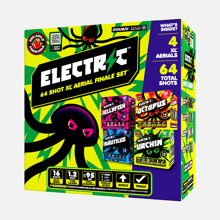 Electric™ 64-Shots XL® Aerial Finale Set® – Elevated Fireworks Electric™ 64-Shots XL® Aerial Finale Set® – Elevated Fireworks