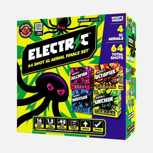 Set de Fuegos Artificiales Aéreos Electric™ 64-Disparos XL® Finale®