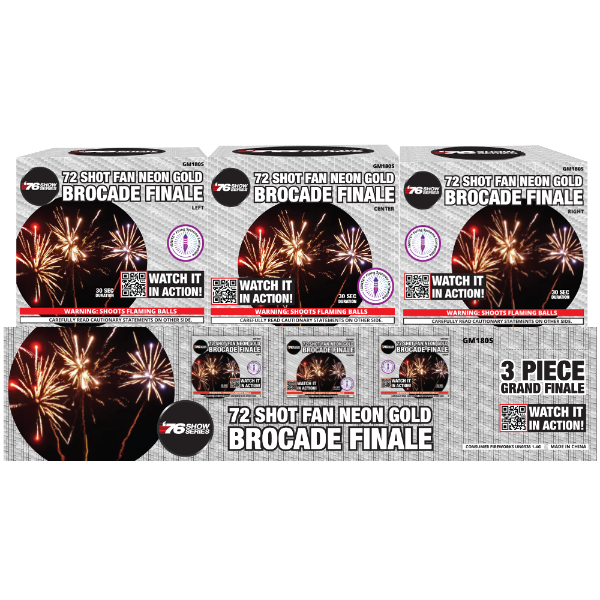 Fan Neon Gold Brocade (30 Sec) 72-Shot XL Aerial Finale Set