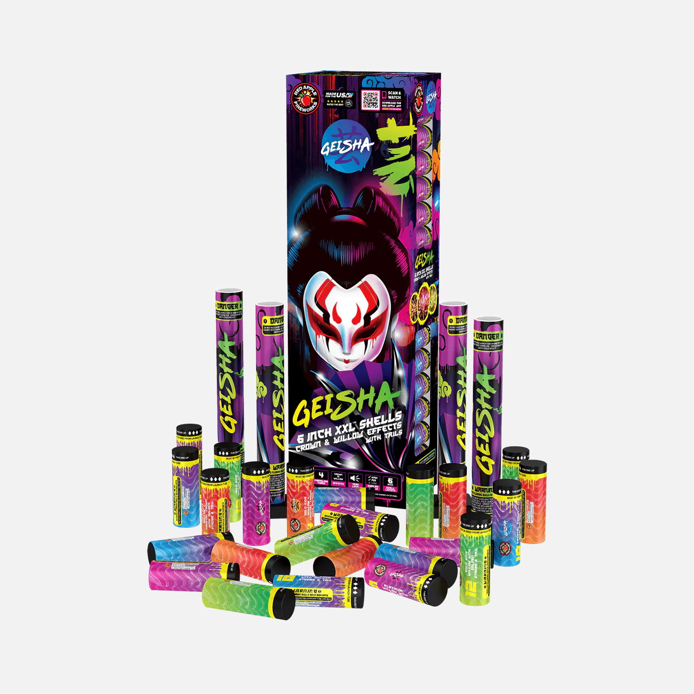 Geisha® 24 Shot 6-Inch XXL™ Canister Shells – Elevated Fireworks