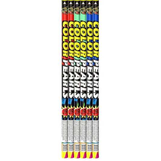 Velas Romanas Estándar Color Perlas de 10 Tiros (Paquete de 6) | Caja de 24/1