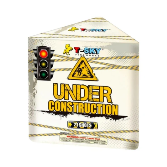 Fuegos artificiales torta aérea estándar de 21 disparos "Under Construction" | Estuche Pack™ 12/1
