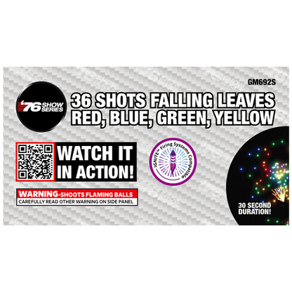 Falling Leaves RBGY (30sec) 36-Shot XL Aerial Cake