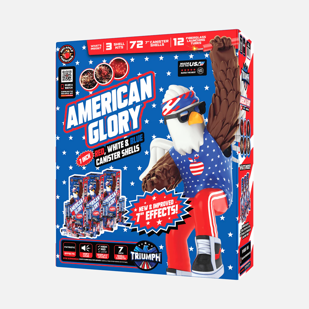American Glory® 7-Inch 24 Shot Red, White & Blue Canister Shells
