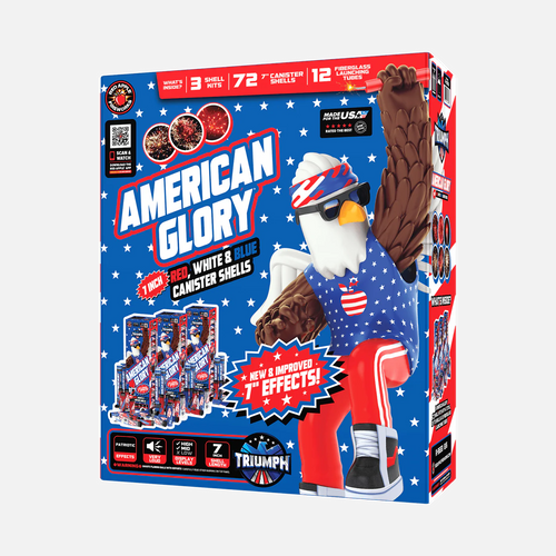 American Glory® 7-Inch 24 Shot Red, White & Blue Canister Shells