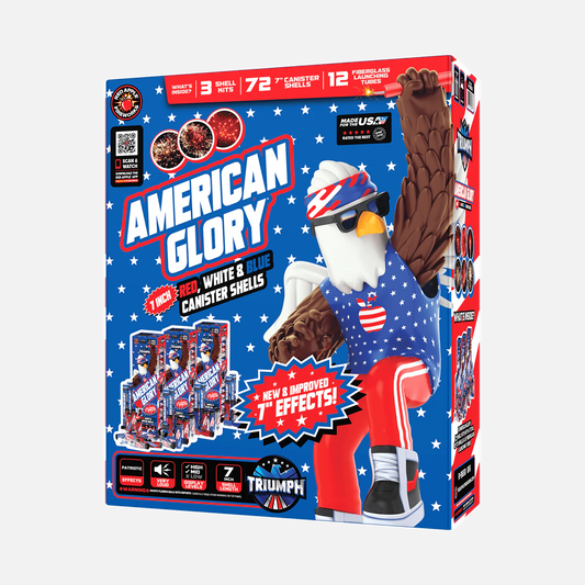 American Glory® 7-Inch 24 Shot Red, White & Blue Canister Shells