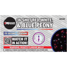 R/W/B Peony (25sec) 36-Shot XL Aerial Cake