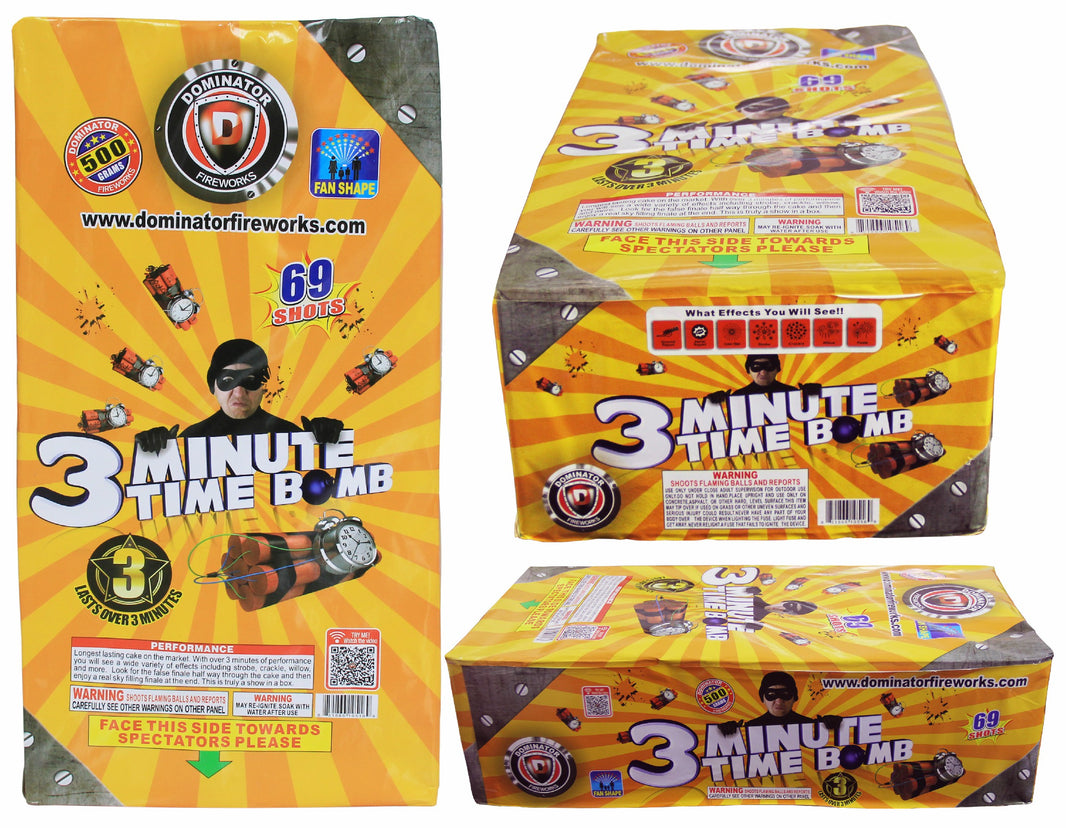 3 Minute Time Bomb 69-Shot XL Aerial Cake