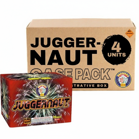 Torta aérea Juggernaut de 15 disparos XL | Paquete de caja™ 4/1