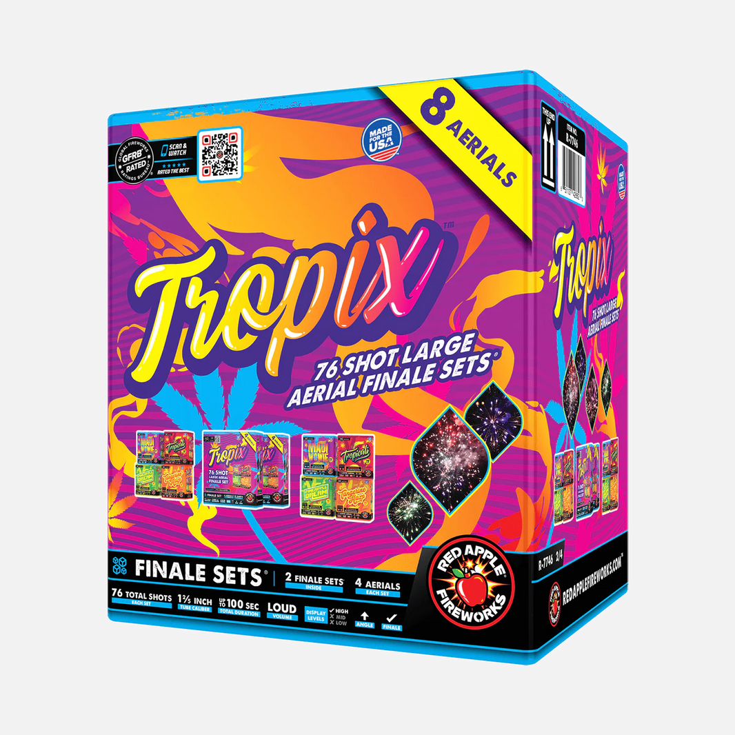 Tropix™ 76 disparos Juego de fuegos artificiales de final estándar®