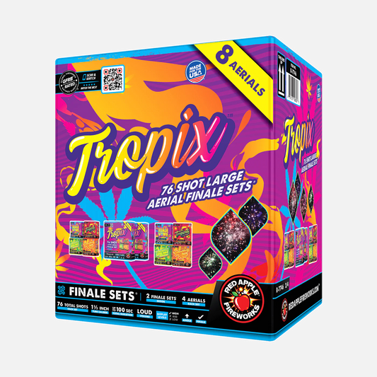 Tropix™ 76 disparos Juego de fuegos artificiales de final estándar®