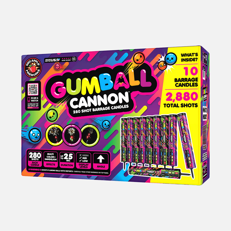 Gumball® Cannon™ 280 Disparos Baterías Romanas de Velas