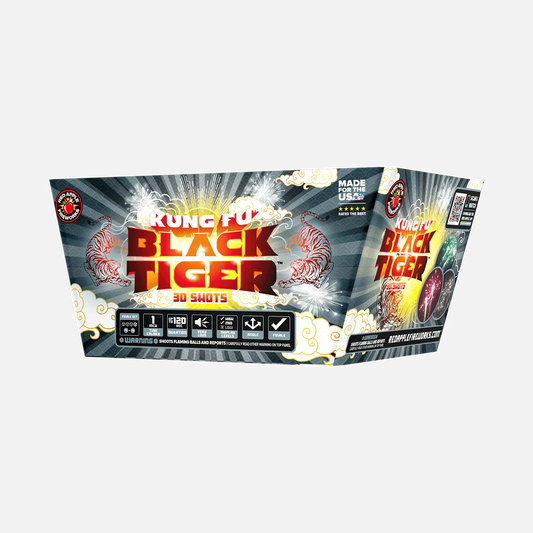 Set de fuegos artificiales aéreos Kung Fu™ de 120 disparos XL® para final de espectáculo®