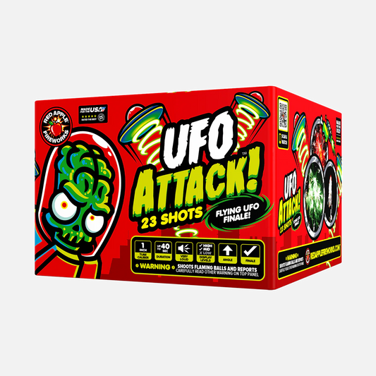 ¡Ataque OVNI!™ Juego de final aéreo XL® de 46 disparos® con OVNIs voladores.