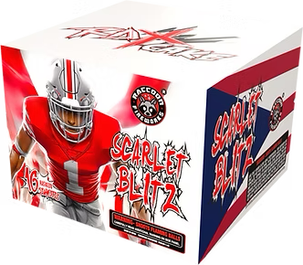 Scarlet Blitz 16-Shot XL Aerial Cake – Elevated Fireworks