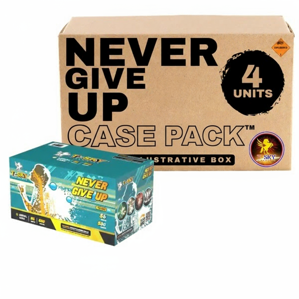 Never Give Up 56-Shot XL Aerial Cake | Case Pack™ 4/1