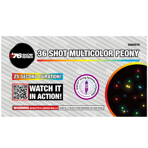 Multicolor Peony (25sec) 36-Shot XL Aerial Cake