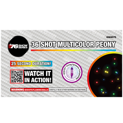 Multicolor Peony (25sec) 36-Shot XL Aerial Cake