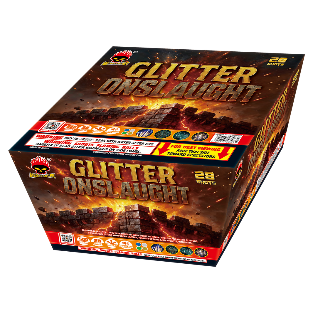 Glitter Onslaught 28-Shot XL Aerial Cake
