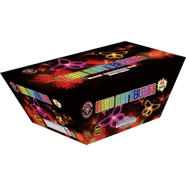 Neon Butterflies 54-Shot XL Zipper Aerial Cake | Case Pack™ 2/1