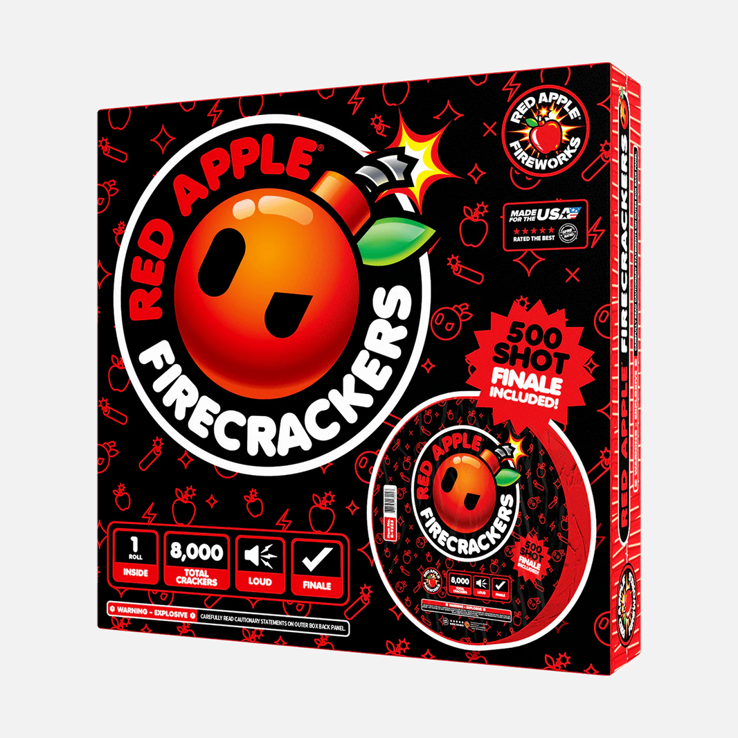 Petardos con efecto flash Red Apple® Bombs de 8000 tiros con final de 500 disparos