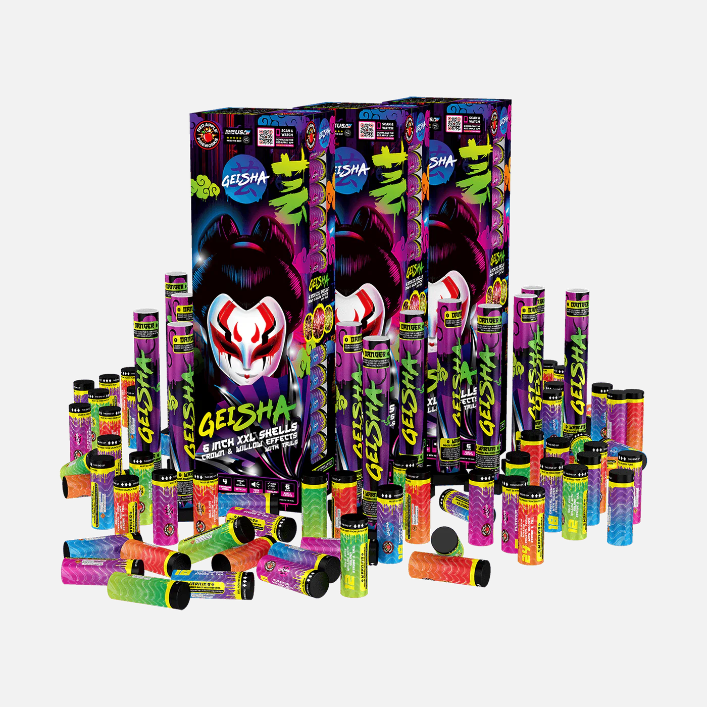 Geisha 24-Shot 6 in. XXL Canister Shells