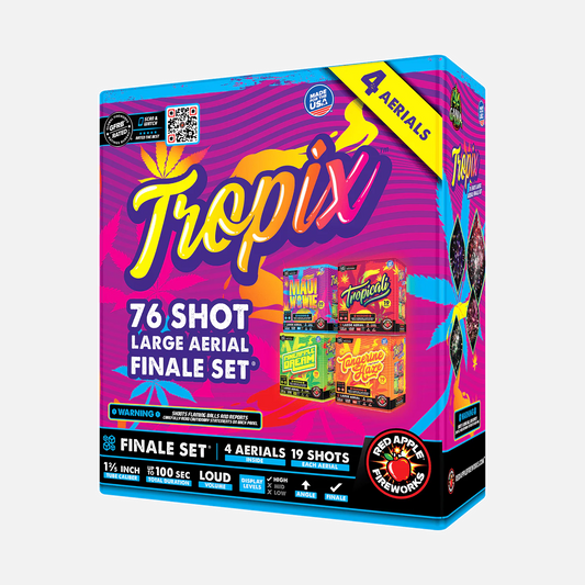 Tropix™ 76 disparos Juego de fuegos artificiales de final estándar®