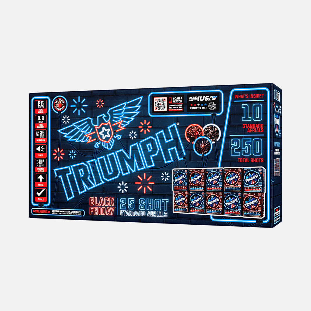 Black Friday Triumph® 25 disparos fuegos artificiales estándar