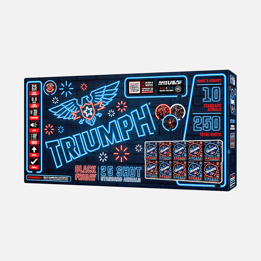 Black Friday Triumph® 25 disparos fuegos artificiales estándar