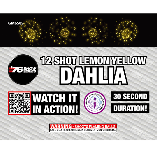 R/B/G/Y Dahlia Asst (30 sec) 12-Shot Standard Aerial Cake | 1/4 Case