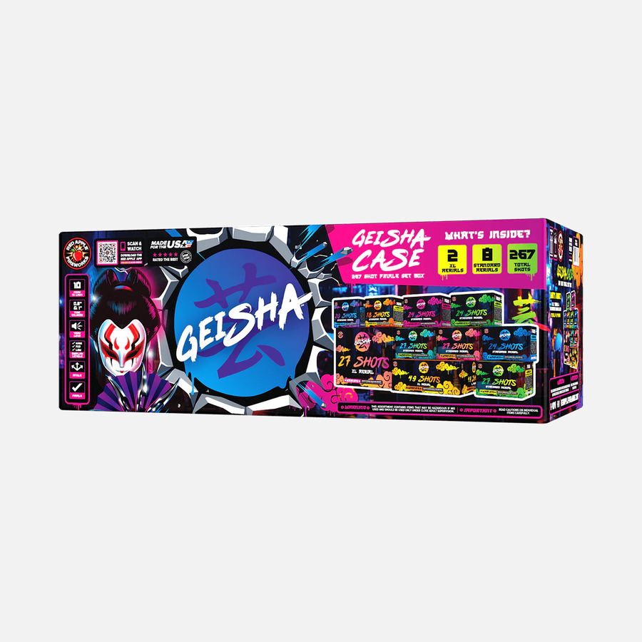 Geisha® Case 267 Shots Sampler® – Elevated Fireworks Geisha® Case 267 Shots Sampler® – Elevated Fireworks