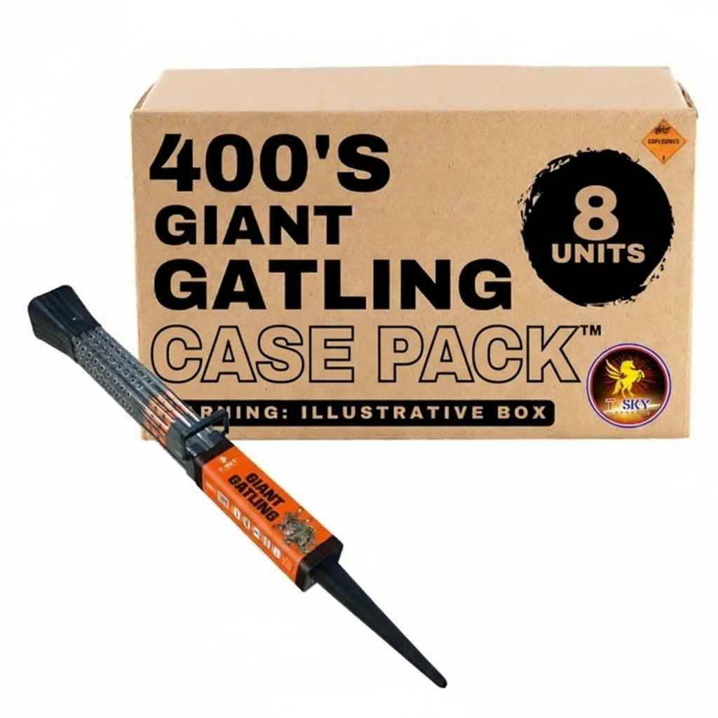 Giant Gatling 400-Shot XL Roman Candle | Case Pack™ 8/1
