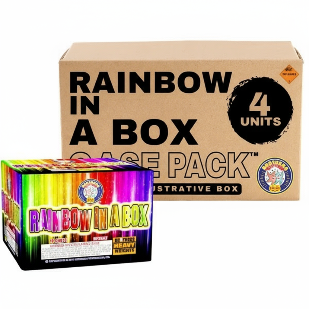 Rainbow In A Box 19-Shot XL Aerial Cake | Case Pack™ 4/1