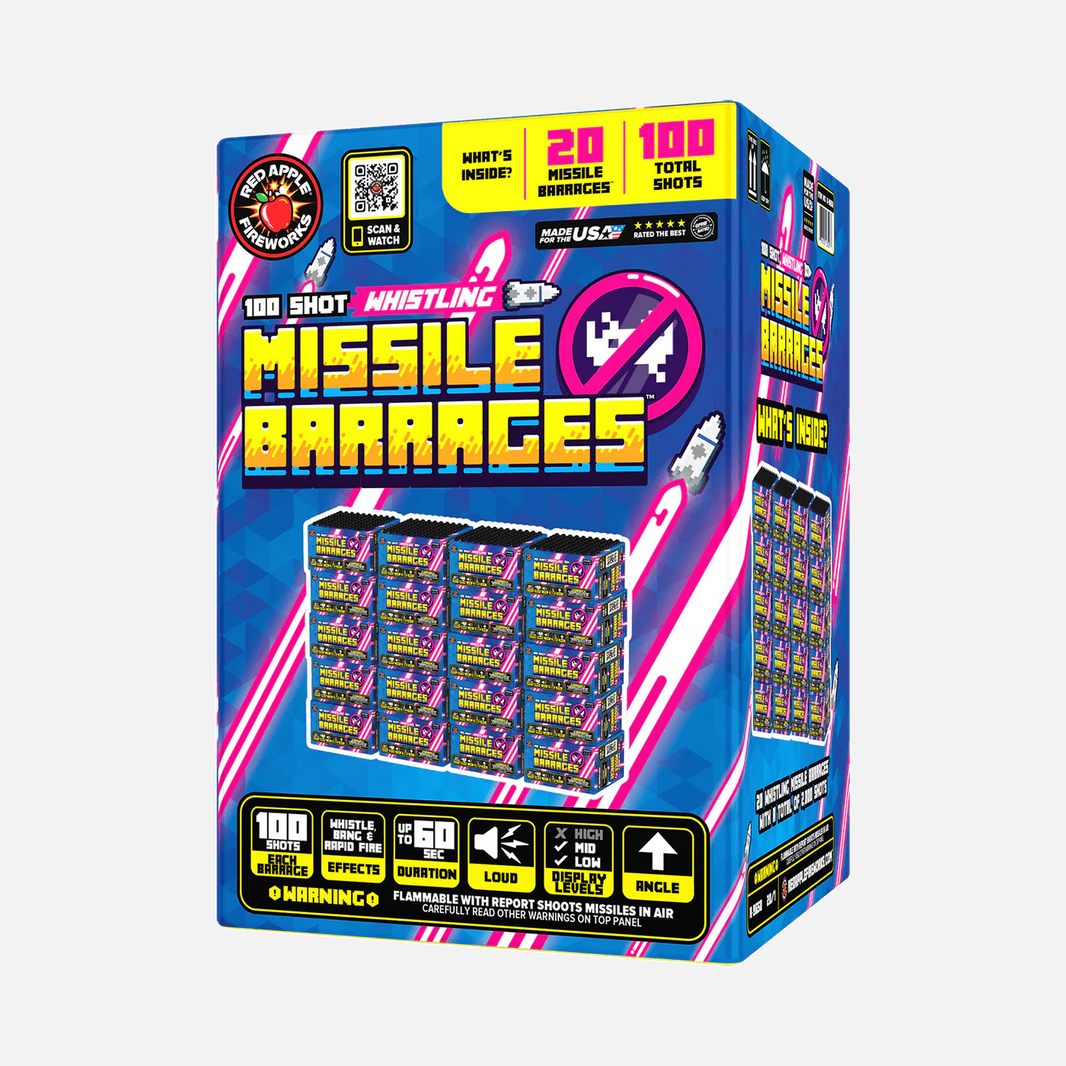 Fuegos artificiales 100 Shot Whistling Missile Barrages™