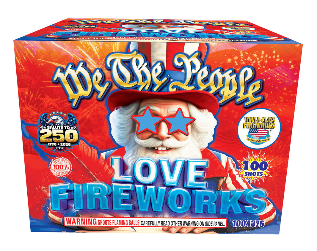 We The People Love Fireworks 100-Shot XL Aerial Cake